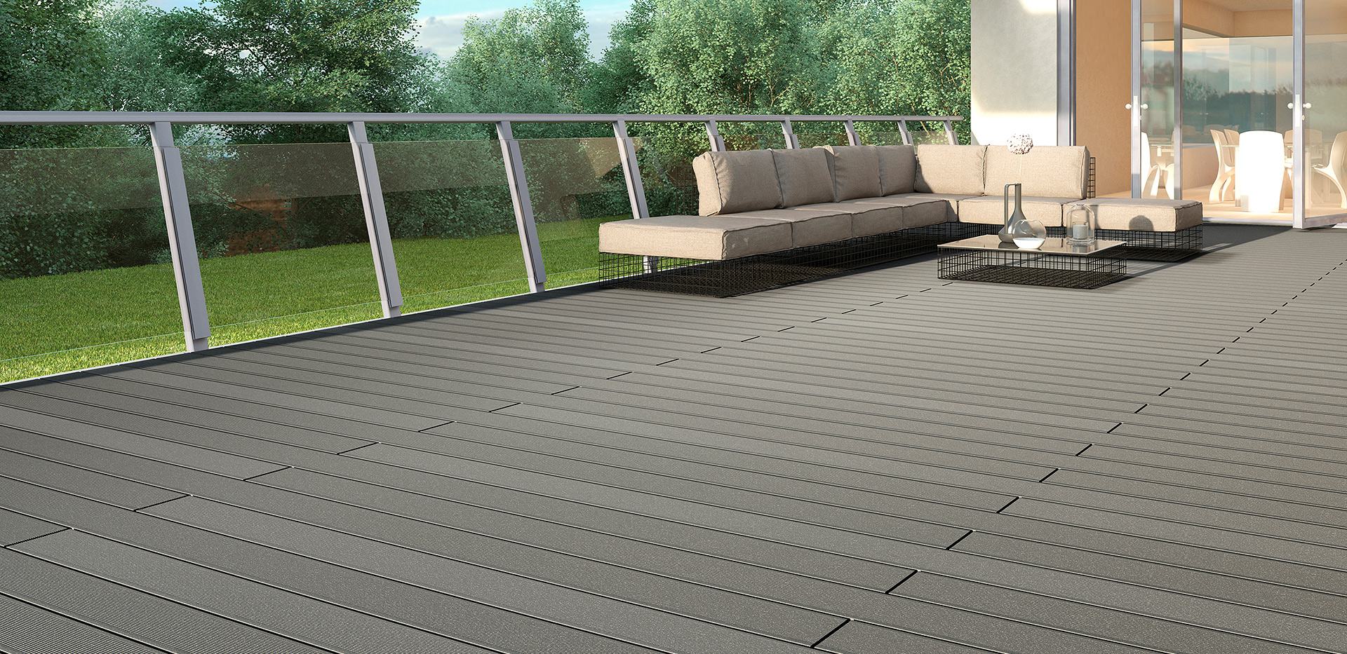 Graue WPC-Terrassendielen von HolzLand Bunzel